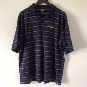 Monterey Club Mens Polo Blue With Light Blue & Gold Stripes Size XL